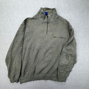 Pendleton Mens Medium Olive Green 100% Cotton Quarter Zip Pullover Sweater Knit